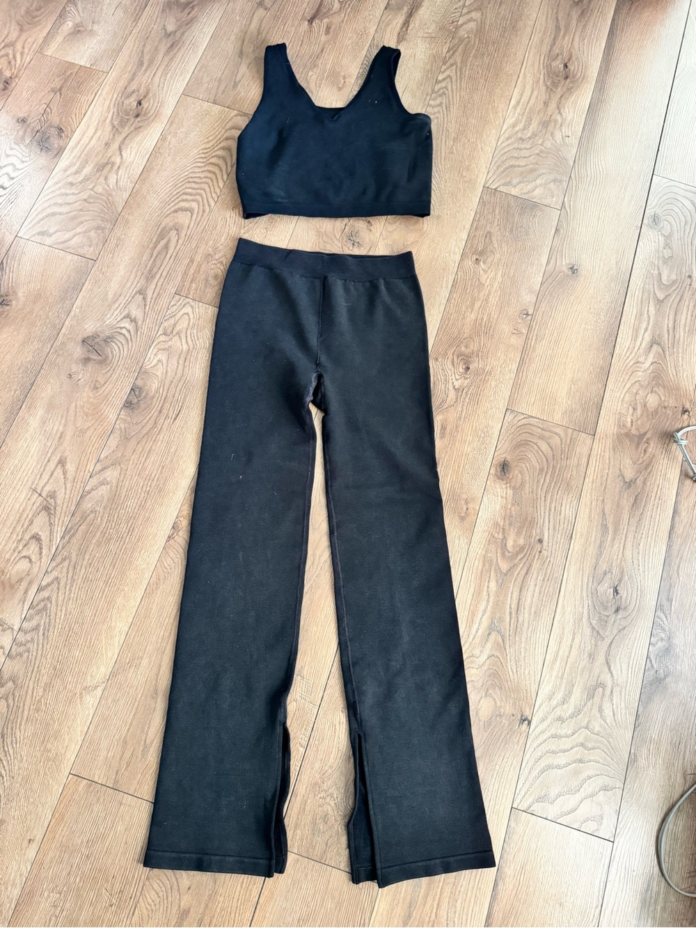 Fabletics Black Flared Lounge Trousers & top.  Set